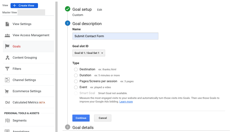 Google analytics settings